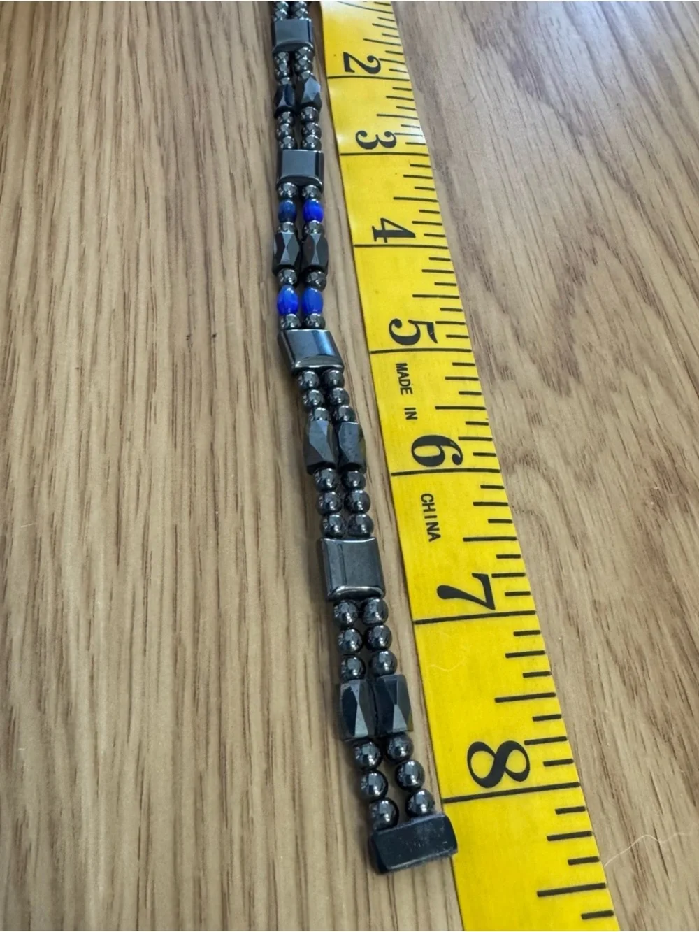 Hematite and Blue Bead Magnet Bracelet - Picture 4 of 4